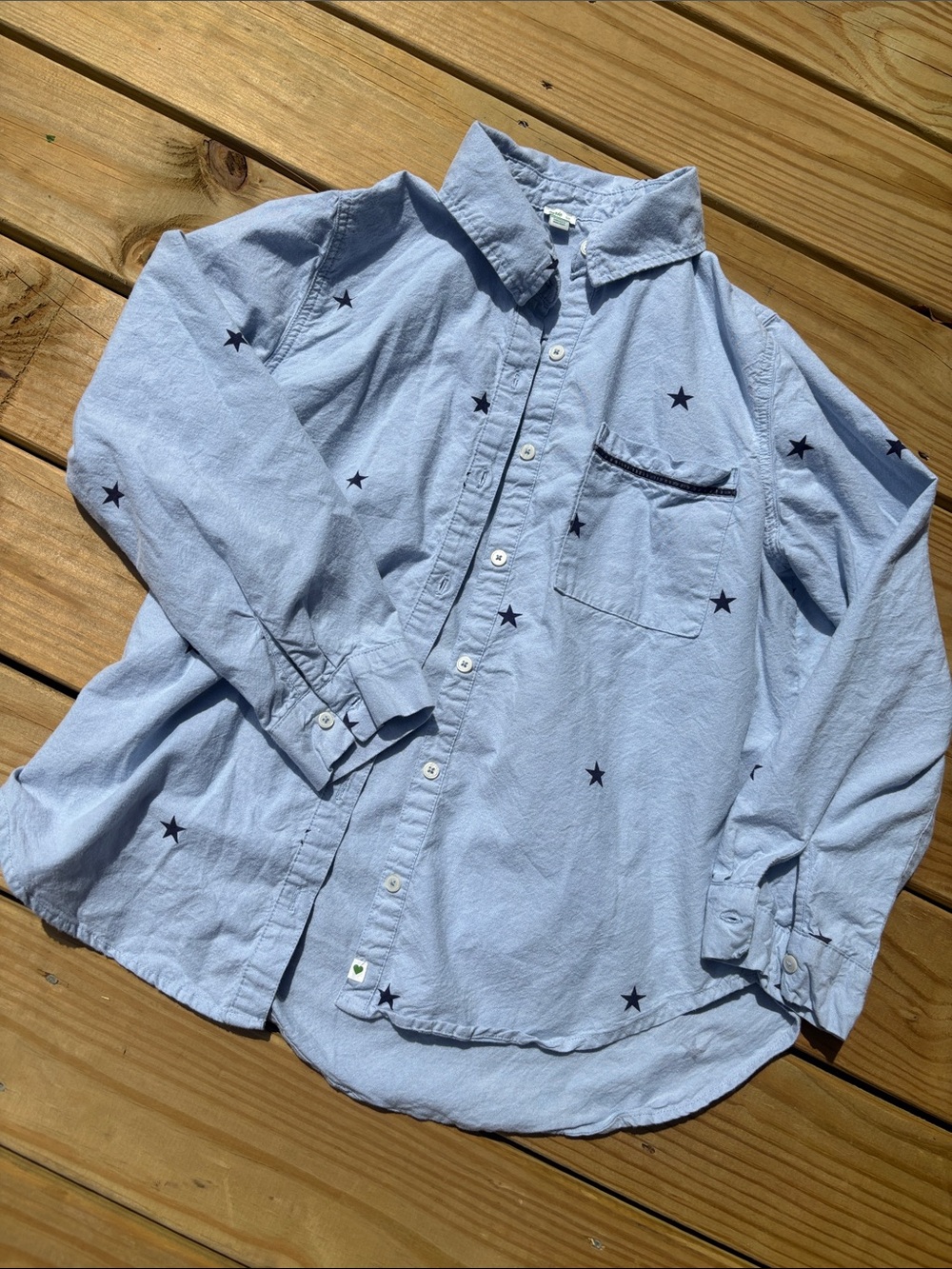 Light Blue Star-Print Button-Down Shirt aeri size small/p